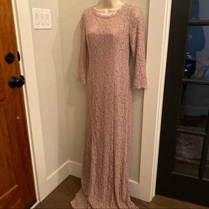 Long Formal Evening Lace Gown by Adrianna Papell